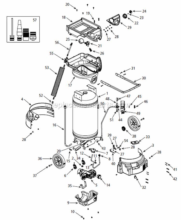 Page B Diagram and Parts List for  Campbell Hausfeld Compressor